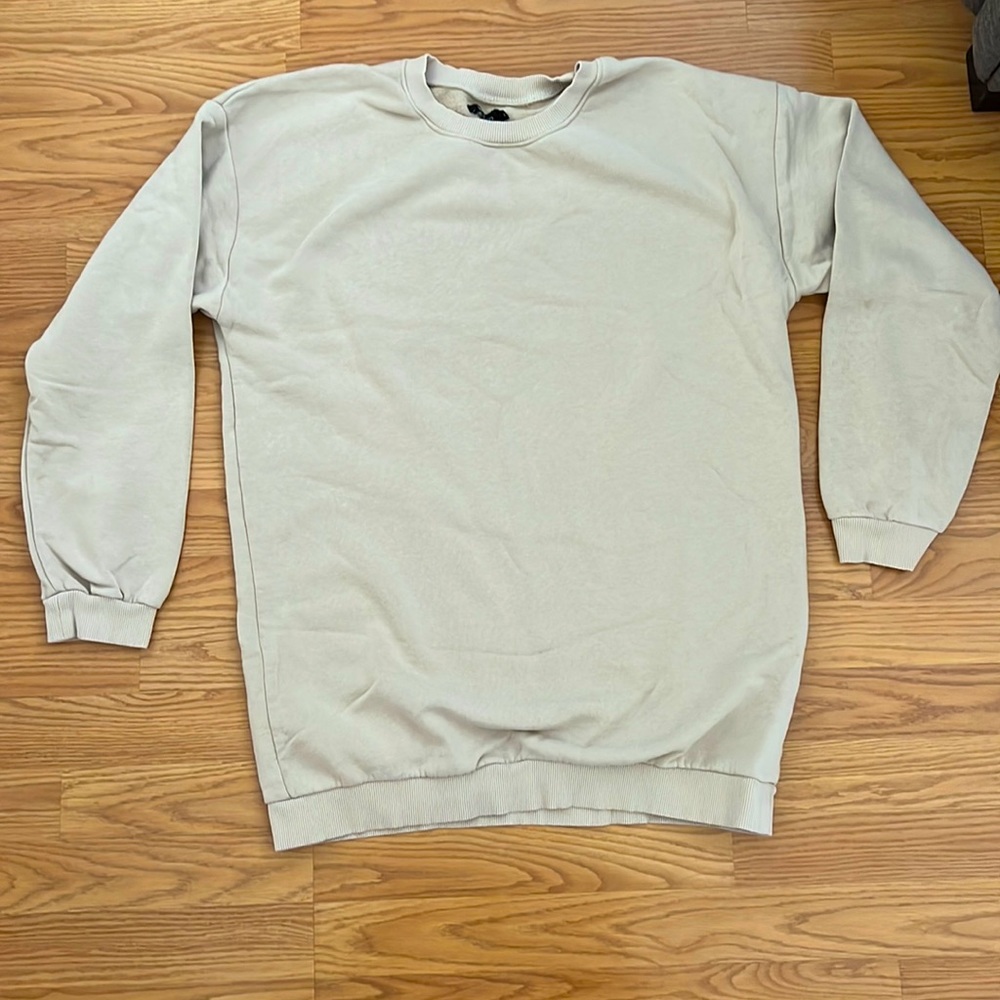 Boohoo Beige Crew neck long sweater